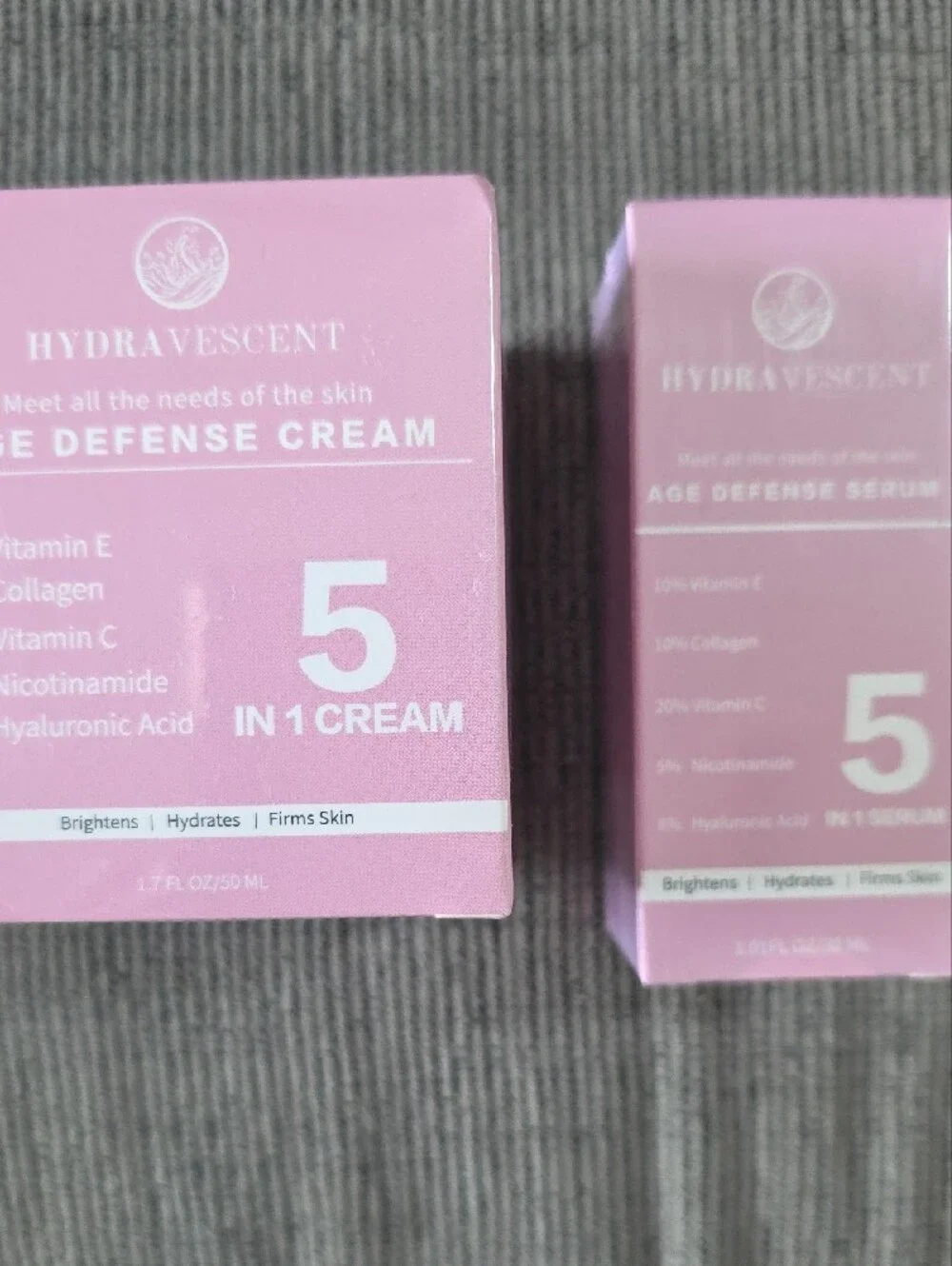 Hydravescent Age Defense 5-in-1 Skincare Collection- Toner, Mousse, Cream, Serum